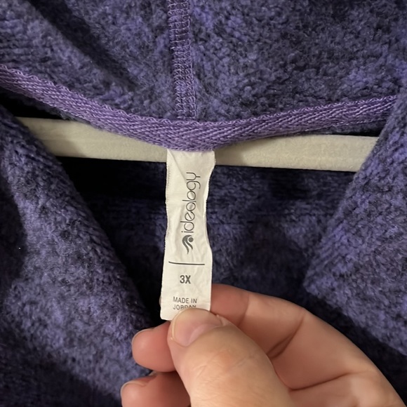 Ideology purple heathered cowl neck fleece knit sweater, size 3X - Picture 2 of 4